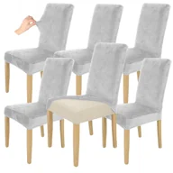 Pokrowce na meble - ZESTAW 6SZT. POKROWIEC NA KRZESŁO JASNY SZARY WELUR ELASTCZYNY [21WW-6SZT] - miniaturka - grafika 1