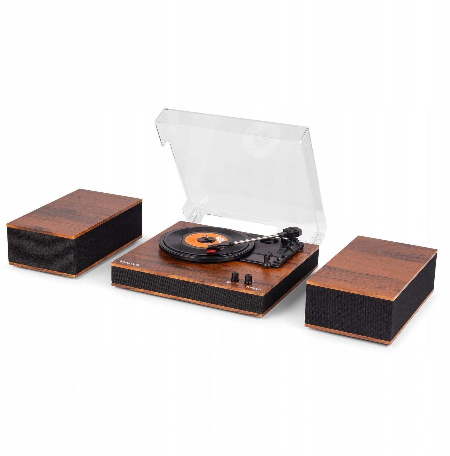 Audizio Gramofon z głośnikami i BT Tupelo ciemne drewno one size