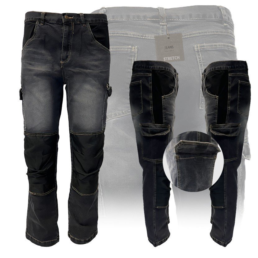 SPODNIE ROBOCZE MĘSKIE JEANS ELASTYCZNE STRETCH BOJÓWKI MOCNE LETNIE