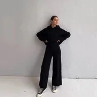 Komplety damskie - Komplet odzieży z kapturem - Czarny L - miniaturka - grafika 1