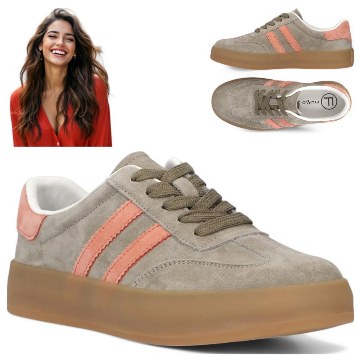 Sneakersy Damskie SKÓRZANE FILIPPO Wygodne Bezowe sportowe Półbuty 36