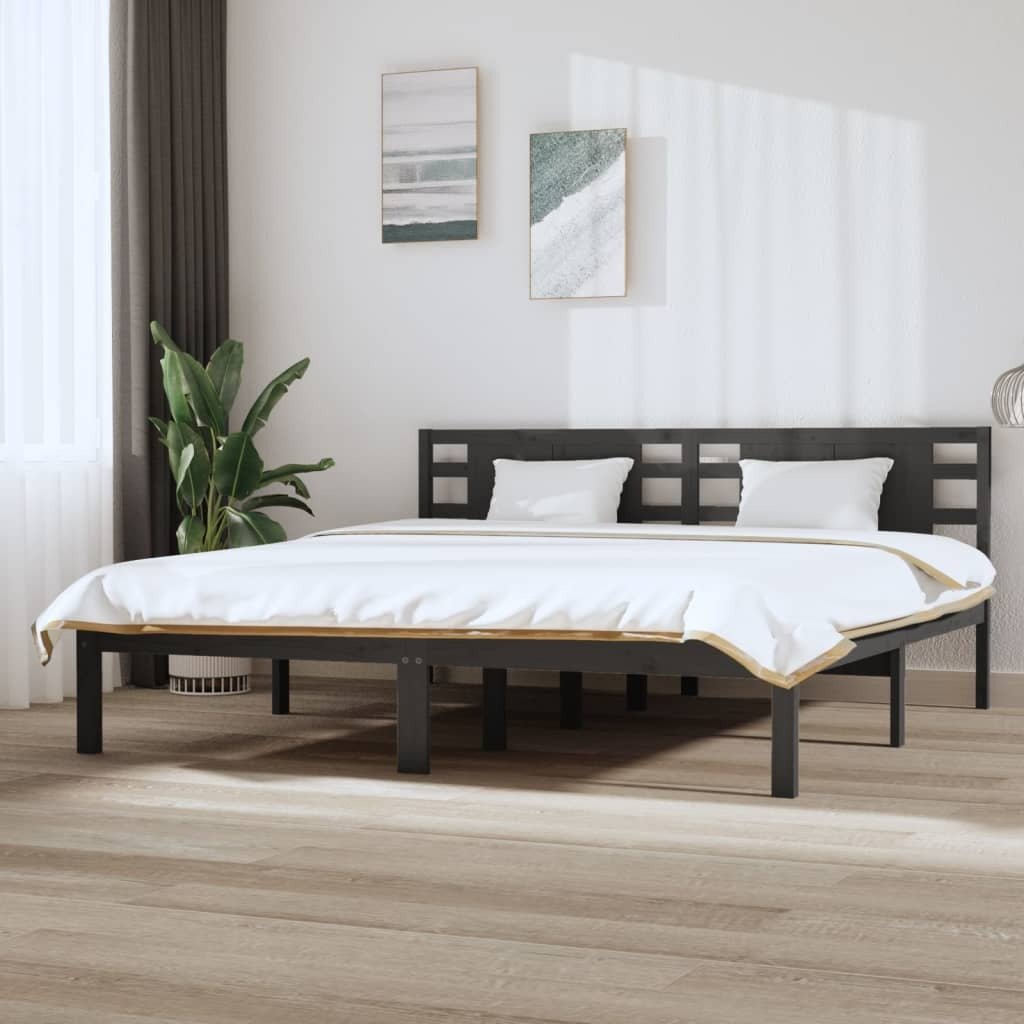 Łóżko z litego drewna sosna szara 200x200 cm