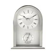 Zegary - ZEGAR STOJĄCY srebrny metalowy z termometrem klasyczny - miniaturka - grafika 1