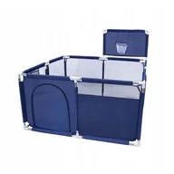 Łóżeczka i kojce - Duży Kojec Dla Dzieci Kwadratowy z Koszem  Niebieski - miniaturka - grafika 1