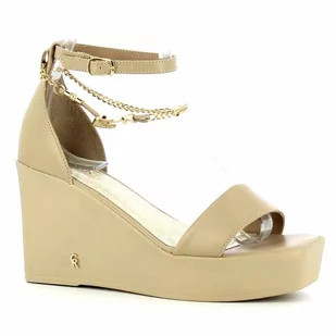 Beżowe sandały na koturnie CARINII - Carinii - Sandały damskie - miniaturka - grafika 1