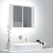 Szafki RTV - Szafka łazienkowa z lustrem i LED, biała, 60x12x45 cm - miniaturka - grafika 1