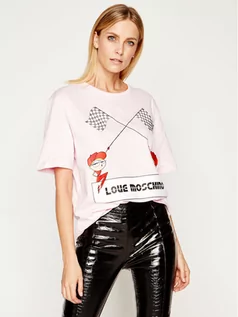 Koszulki i topy damskie - Love Moschino T-Shirt W4F8732M 3876 Różowy Regular Fit - grafika 1