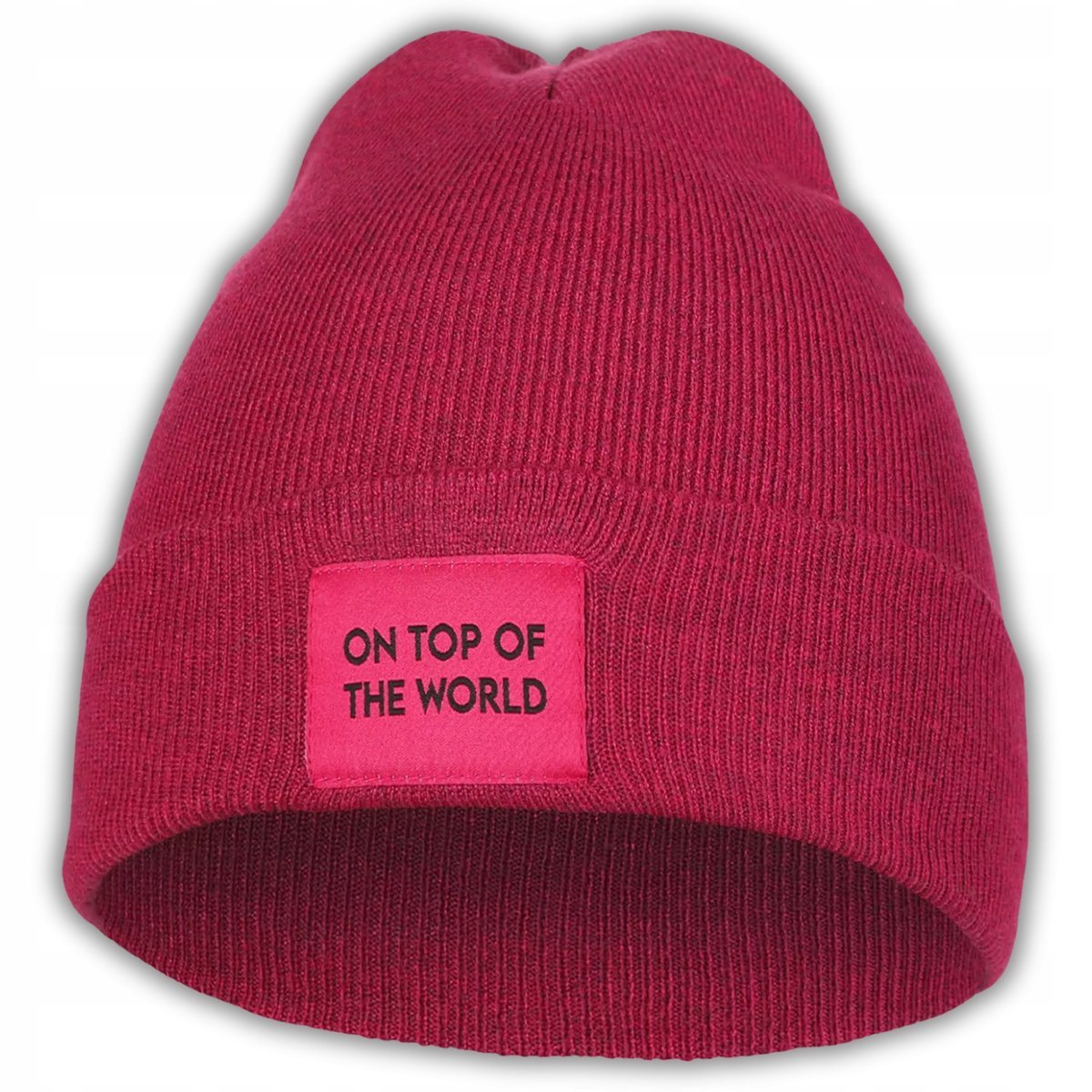 CZAPKA DAMSKA Z NAPISEM ZIMOWA JESIENNA CIEPŁA KLASYCZNA NASZYWKA MORAJ PINK