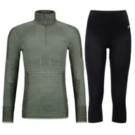 Pozostała odzież narciarska - Ortovox 230 Competition 1/2 zip / 3/4 pant, zestaw, damski, zielony/czarny - miniaturka - grafika 1