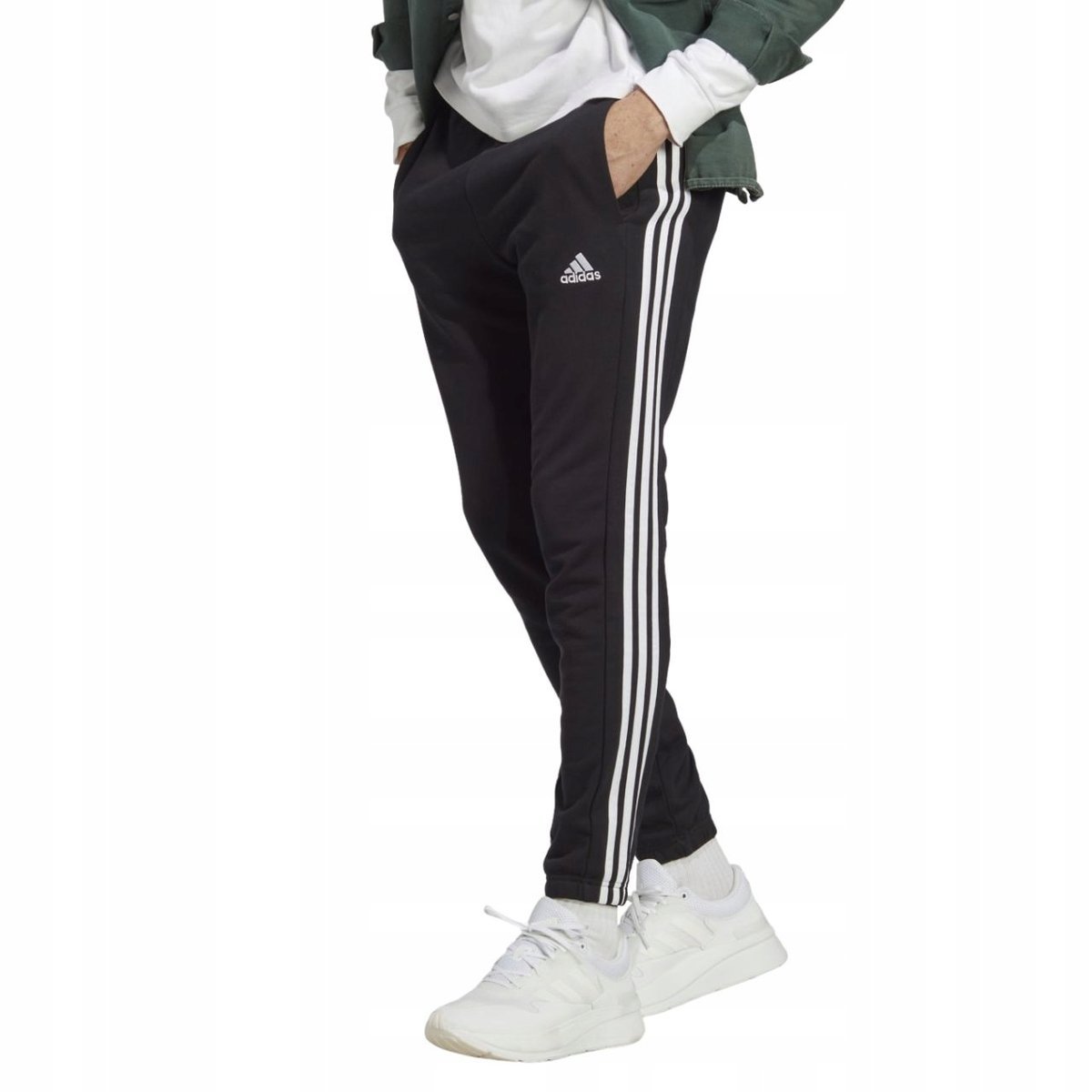Spodnie męskie adidas Essentials French Terry Tapered Cuff czarne IC0050 M