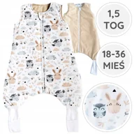 Śpiworki dla dzieci - ŚPIWOREK DWUSTRONNY ZE SKARPETKAMI OCIEPLANY 1,5 TOG BAWEŁNA 18-36 M BabyU - miniaturka - grafika 1