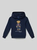 Swetry dla chłopców - Bluza o kroju regular fit z kapturem i nadrukiem Polo Bear - miniaturka - grafika 1