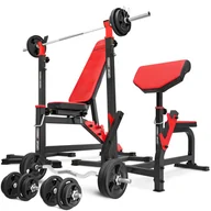 Ławki treningowe - Zestaw do treningu siłowego Marbo Sport ławka regulowana i stojaki pod sztangę - miniaturka - grafika 1