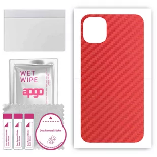 Folia naklejka skórka strukturalna na TYŁ do Apple iPhone 11 -  Carbon Czerwony - apgo SKINS - Szkła hartowane na telefon - miniaturka - grafika 1