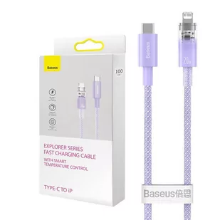 Kabel szybko ładujący Baseus USB-C do Lightning  Explorer Series 1m, 20W (fioletowy) - Kable - miniaturka - grafika 1