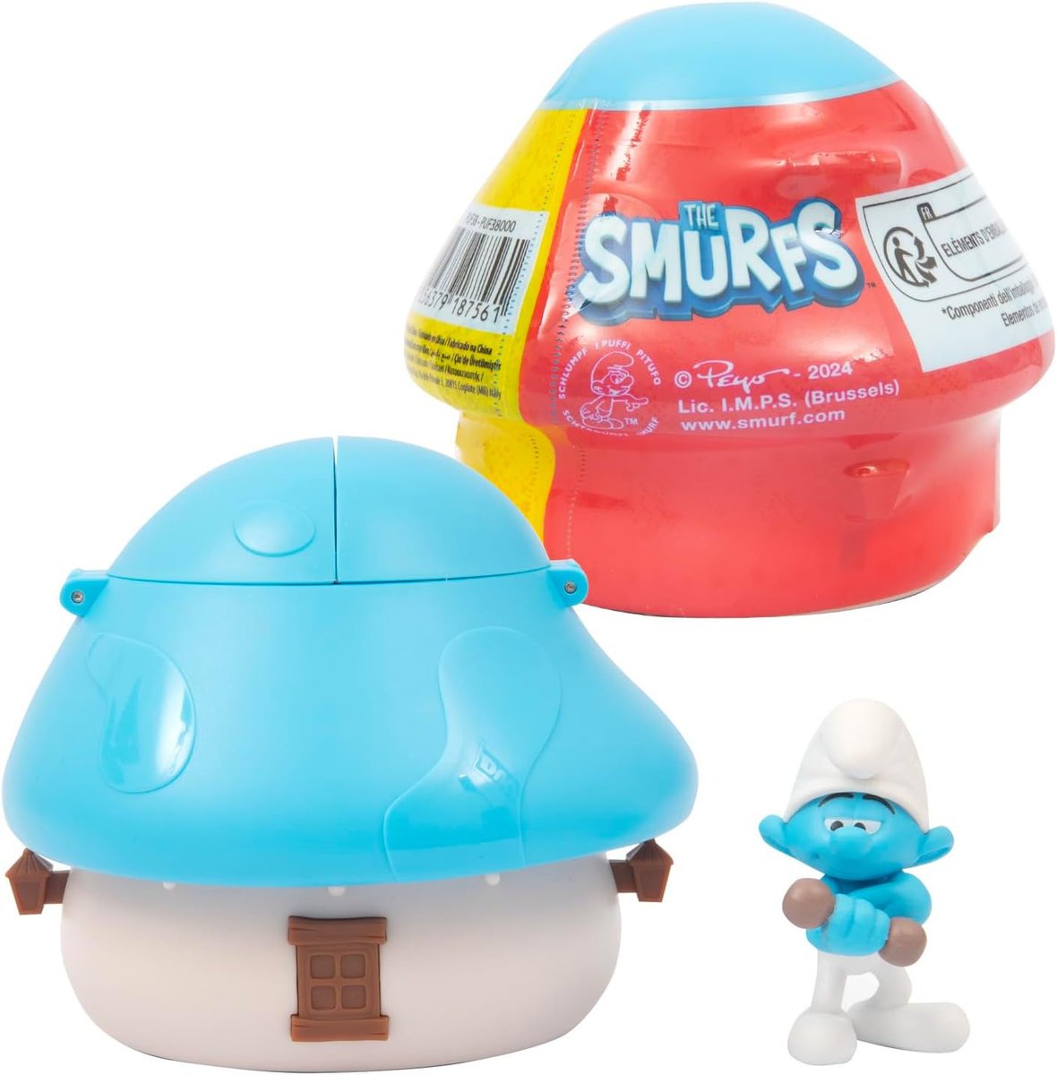 SMERF OSIŁEK I JEGO NIEBIESKI DOMEK SMERFY DOM SMERFÓW FIGURKA WIOSKA