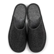 Kapcie męskie - Filcowe pantofle kapcie męskie dla gości klapki czarny filc r.46 - miniaturka - grafika 1
