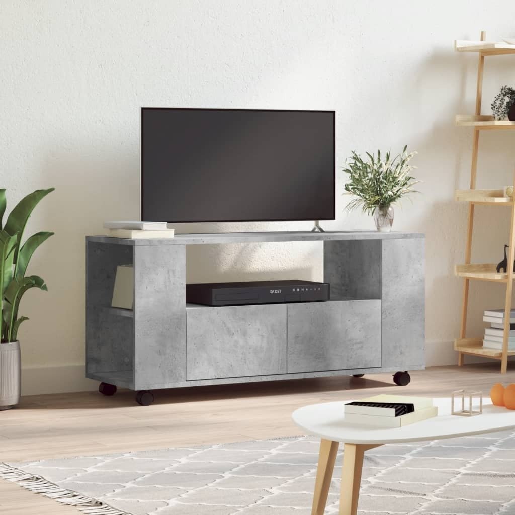 vidaXL Szafka pod TV betonowa szara 102x34,5x43 cm materiał drewnopochodny - szafka pod TV - szafki pod TV - meble pod TV - stojak pod TV