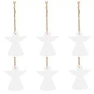 Bombki - Ozdoba choinkowa drewniana 7cm aniołki świąteczna zawieszka zestaw 6 szt. - miniaturka - grafika 1