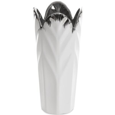 Wazon EUROFIRANY Nira 01 13 x 13 x 28 cm Biało-srebrny