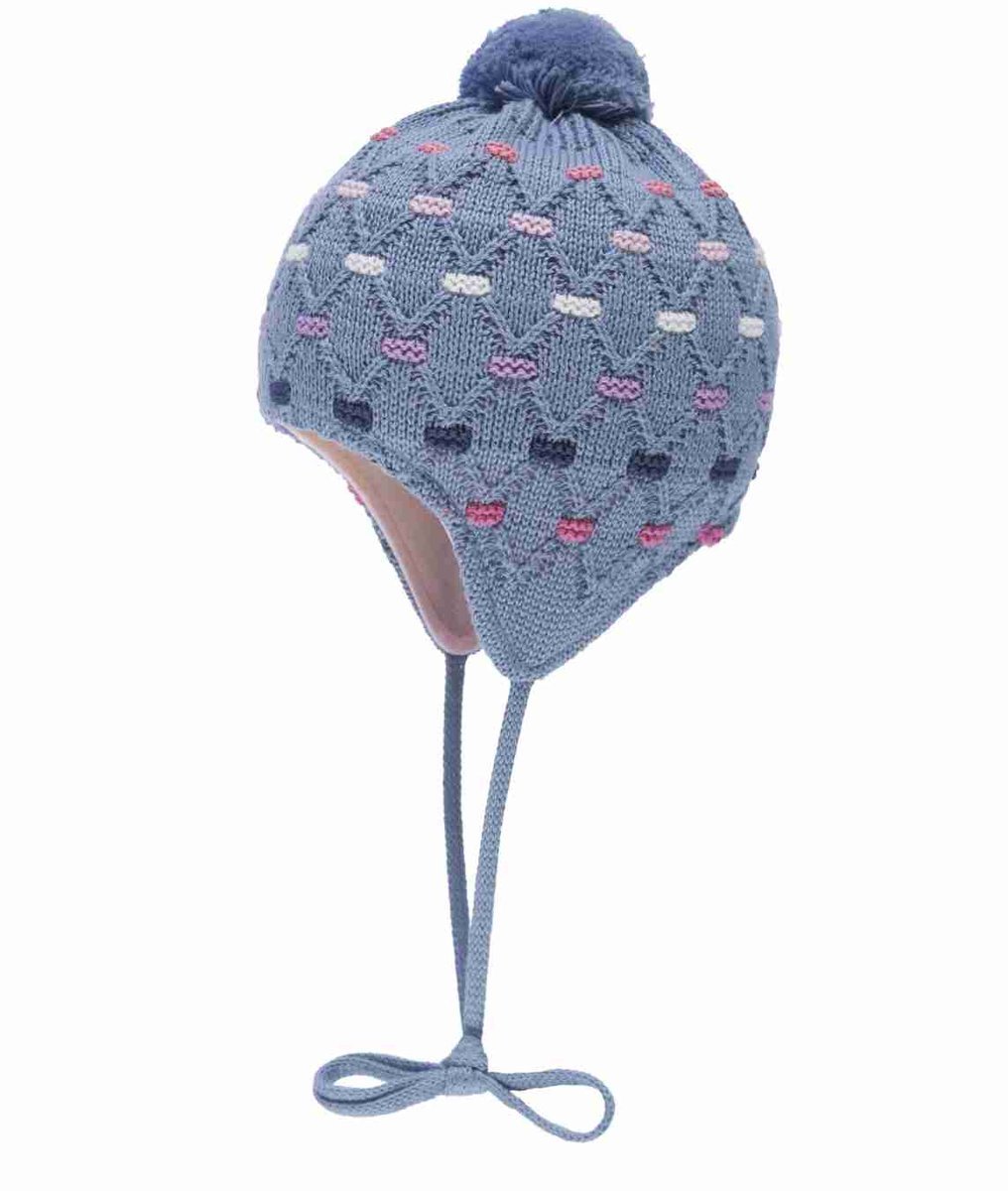 Czapka dziewczęca wiązana, niebieska, Döll