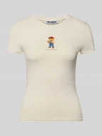 Koszulki i topy damskie - T-shirt o kroju slim fit z nadrukiem z logo model ‘Sweet’ - miniaturka - grafika 1