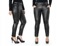 Spodnie damskie - Czarne Spodnie Rurki Damskie EkoSkóra 1905 2XL/3XL - miniaturka - grafika 1