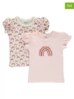 Kaftaniki dla niemowląt - Lamino Koszulki (2 szt.) w kolorze biało-jasnoróżowym ze wzorem - grafika 1