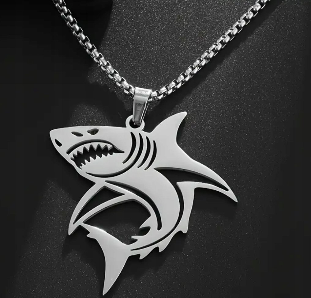 Naszyjnik wisiorek srebrny Rekin Shark prezent streetwear