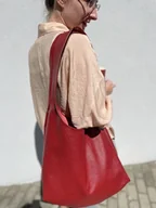 Torebki damskie - Torebka worek skóra włoska - A4 handmade - miniaturka - grafika 1