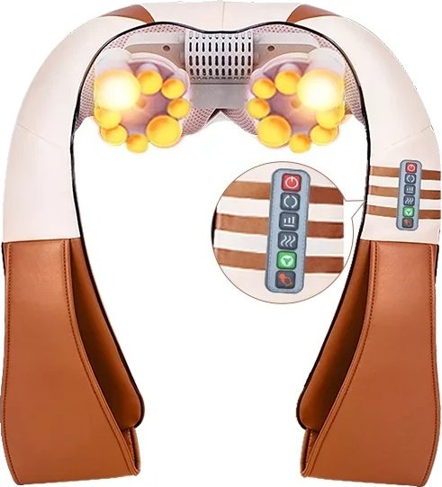 Masażer Shiatsu karku i pleców, ogrzewanie podczerwienią, różne opcje kolorystyczne, brązowy, wtyczka UE