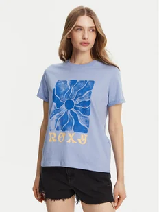 Roxy T-Shirt ERJZT05911 Niebieski Regular Fit - Koszulki i topy damskie - miniaturka - grafika 1