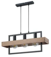 Lampy sufitowe - Sigma czarna lampa wisząca z drewnianym kloszem ROBIN 3 32217 potrójny żyrandol loft czarno-brązowy nad stół - miniaturka - grafika 1
