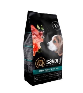 SAVORY ŚWIEŻY INDYK Z KURCZAKIEM DLA SZCZENIĄT WSZYSTKICH RAS 1KG
