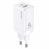 Ładowarki do telefonów - Usams Ład. siec. T41 USB-C+USB GaN 47W PD+QC (only head) Fast Charging biały/white CC137TC02 (US-CC137) Usa001016 - miniaturka - grafika 1