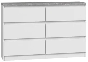 Komoda do sypialni, salonu, M6, 120x30x77 cm, biel, beton, mat - Komody - miniaturka - grafika 1
