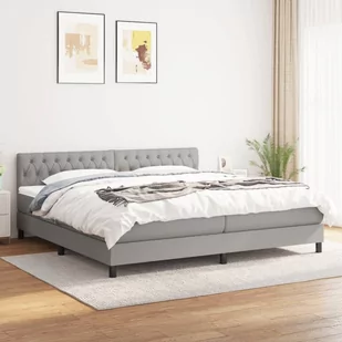 Lumarko Łóżko kontynentalne z materacem, jasnoszare, tkanina 200x200 cm - Łóżka - miniaturka - grafika 1