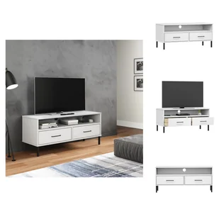 vidaXL Szafka pod TV OSLO z metalowymi nogami biała sosna - Meble TV - Szafki RTV - miniaturka - grafika 1