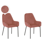 Krzesła - BLmeble Zestaw 2 krzeseł do jadalni sztruksowy różowy MANTECA 4251682248808 - miniaturka - grafika 1