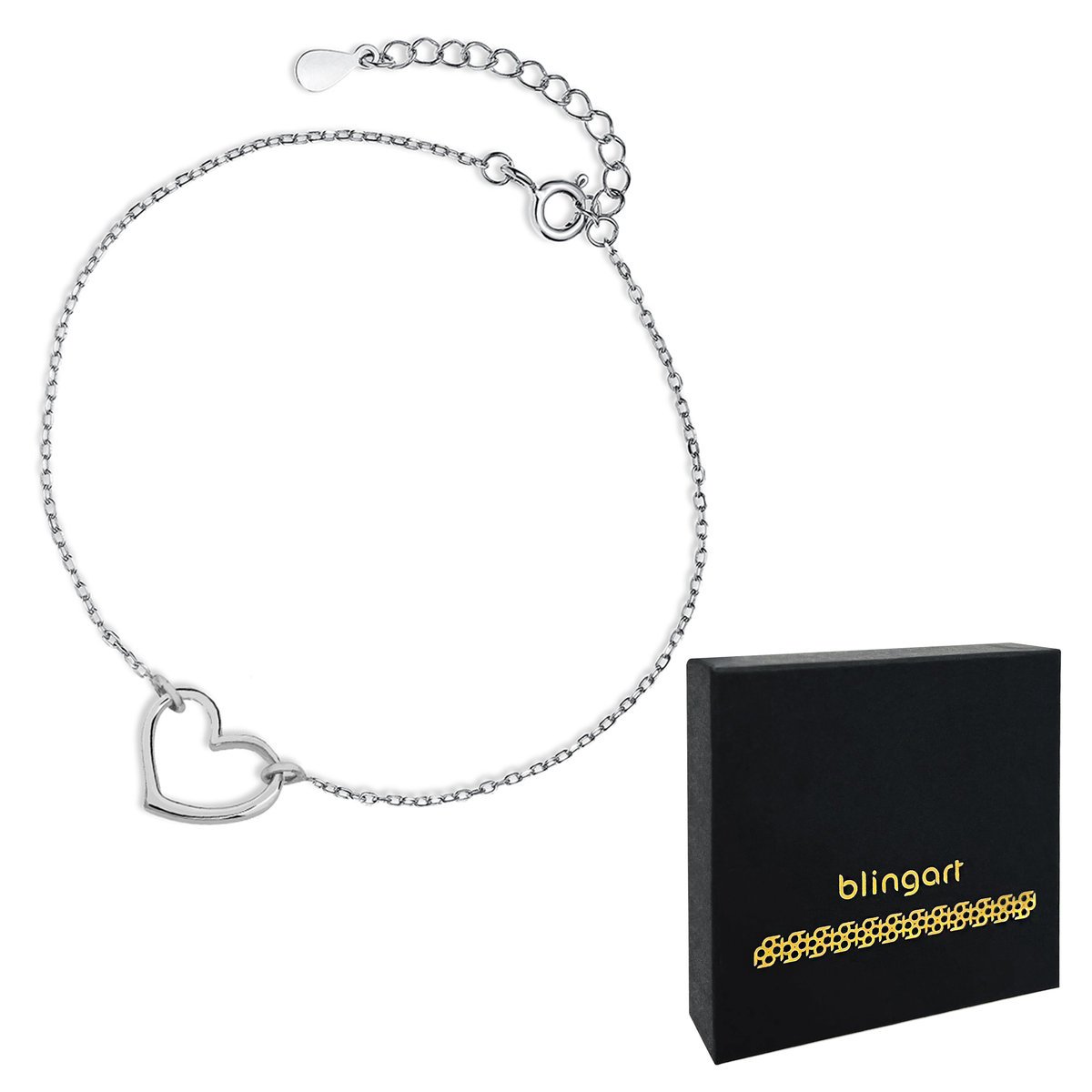 Bransoletka pozłacana damska SERCE ankier srebro 9