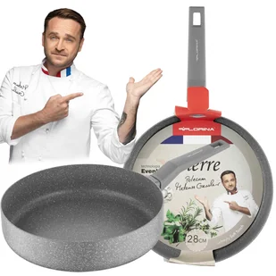 PATELNIA TRADYCYJNA GŁĘBOKA MARMUREK ALUMINIOWA PIERRE 28CM SZARA NON-STICK - Patelnie - miniaturka - grafika 1