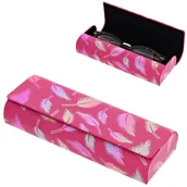 Akcesoria do okularów - Etui okularowe na magnes holograficzne pióra ET-130D Ciemny Róż - miniaturka - grafika 1