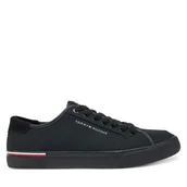 Trampki męskie - Tenisówki Tommy Hilfiger Core Corporate Vulc Canvas FM0FM05398 Czarny - miniaturka - grafika 1