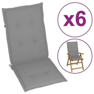 vidaXL Poduszki na krzesła ogrodowe, 6 szt., szare, 120x50x4 cm 314105 - Poduszki ogrodowe - miniaturka - grafika 1