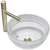 Umywalki - Mexen Dora szklana umywalka nablatowa 34 x 34 cm, transparent - 24113400 - miniaturka - grafika 1