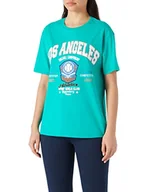 Koszulki i topy damskie - Koton Damska koszulka z krótkim rękawem z nadrukiem, Zielony (181), M - miniaturka - grafika 1