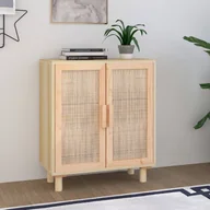 Kredensy - Kredens, brązowa, 60x30x70 cm, lita sosna i naturalny rattan Lumarko! - miniaturka - grafika 1