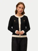 Swetry damskie - Vero Moda Kardigan Oli 10336384 Czarny Regular Fit - miniaturka - grafika 1