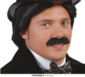 Dodatki do strojów karnawałowych - Sztuczne Wąsy czarne przyklejane samoprzylepne - miniaturka - grafika 1