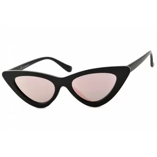 Okulary korekcyjne, oprawki, szkła - Kocie Oczy polaryzacyjne damskie czarne + różowe lustro V-165 - grafika 1